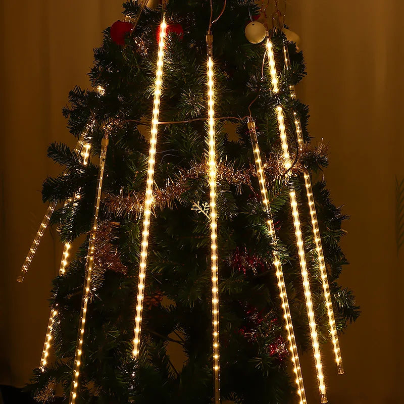 Solar Meteor Shower LED String Lights Holiday Lighting Outdoor Decor Garden Party Christmas Decorations Rain Drop Falling 2024