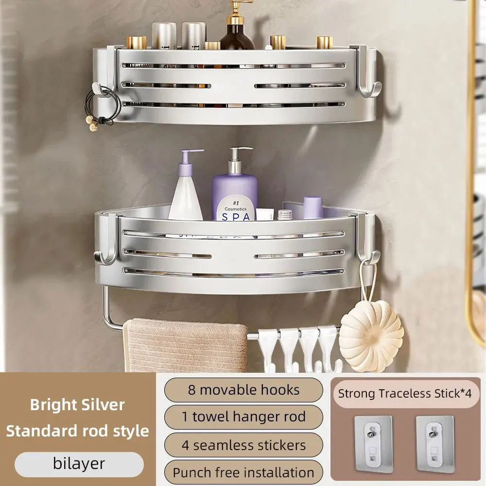 Bathroom Corner Shelf with Plastic Hook Towel Bar