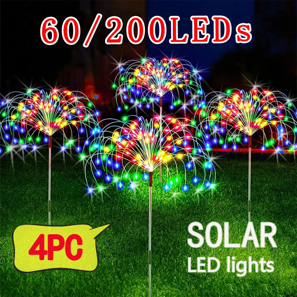 1/2/4 Pack Solar Firework Lights Outdoor Garden Solar Light 8 Lighting Mode DIY Starburst Fairy Light Holiday Decorative Lights