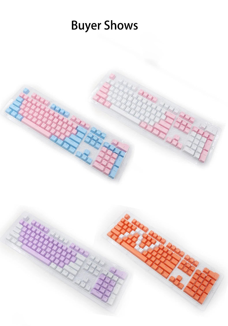 104 Pcs DIY Mechanical Keyboard Keycaps Set OEM Backlit Single Color ABS Pink White Key Cap for 61/87/104 Key Cherry MX Keycap