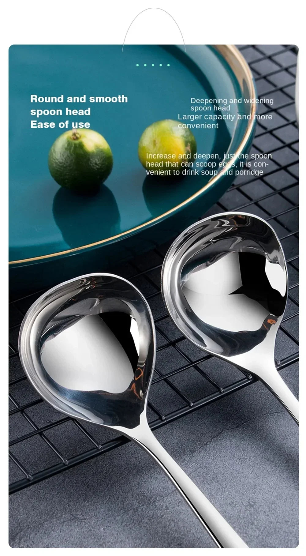 1pc 304 Stainless Steel Spoon Soup Spoon Rice Spoon LongHandle Tableware Set Kitchen Utensils