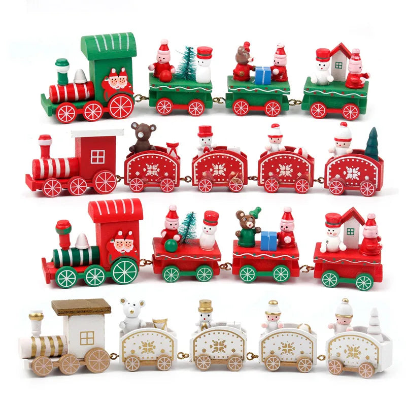 Christmas Wooden Train Merry Christmas Ornaments Christmas Decorations For Home 2024 Xmas Tree Decor Noel Navidad New Year Gifts