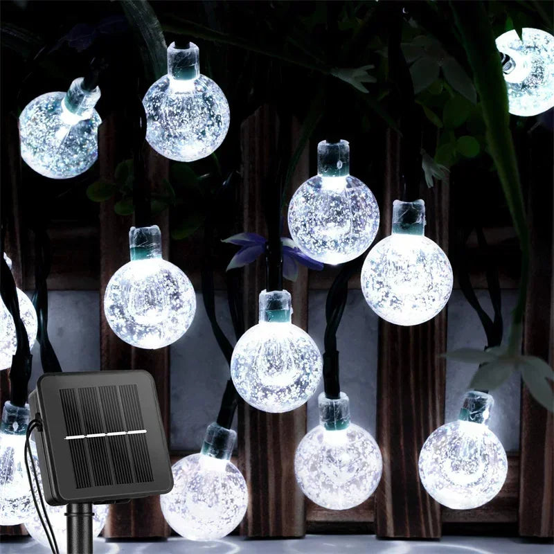 Solar String Lights Outdoor Solar Powered Light Led Crystal Globe Light With 8 Modes Waterproof for Garden Christmas Party Decor