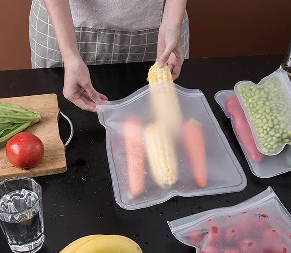 10pcs Silicone Food Storage Containers Leakproof Containers Reusable Stand Up Zip Shut Bag Fresh Bag Food Storage Bag Fresh Wrap