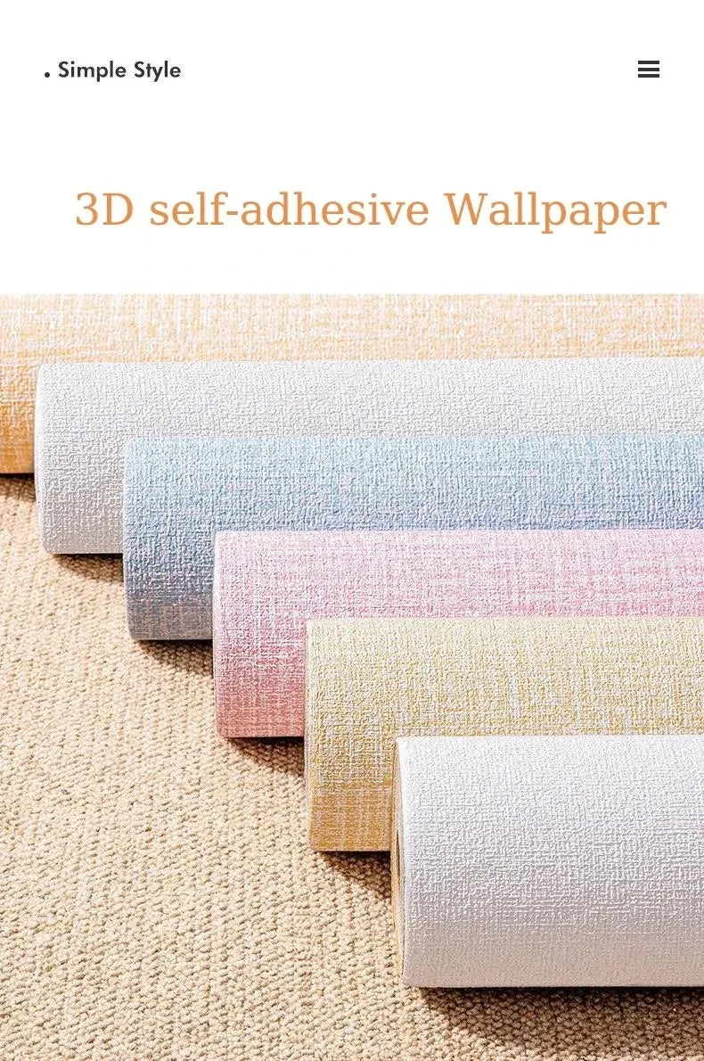 50cmx5m 3D Self-adhesive Wall Wallpaper PVC Thickening Room Flax Waterproof Wall Stickers Kitchen Art Background wall Home Decor