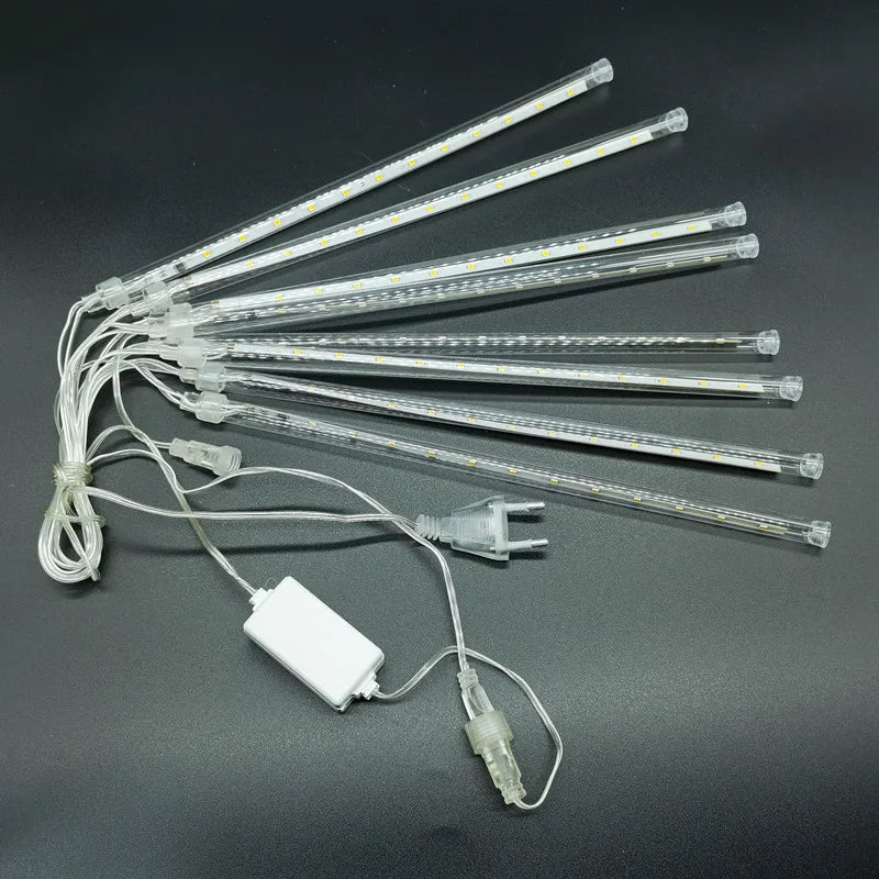 Solar Meteor Shower LED String Lights Holiday Lighting Outdoor Decor Garden Party Christmas Decorations Rain Drop Falling 2024