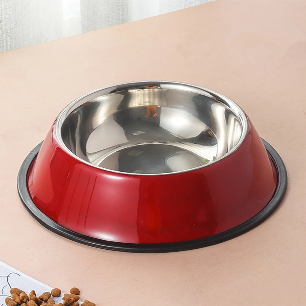 Personalized Custom Name Dog Cat Pet Water Food Bowl Pet Gift Non Slip Rubber Grip Stainless Steel Colored