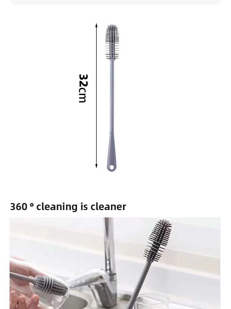 Bottle Brush Insulation Cup Washing No Deadend Long Handled Silicone Cleaning Brush Household Multifunctional Cleaning Tools