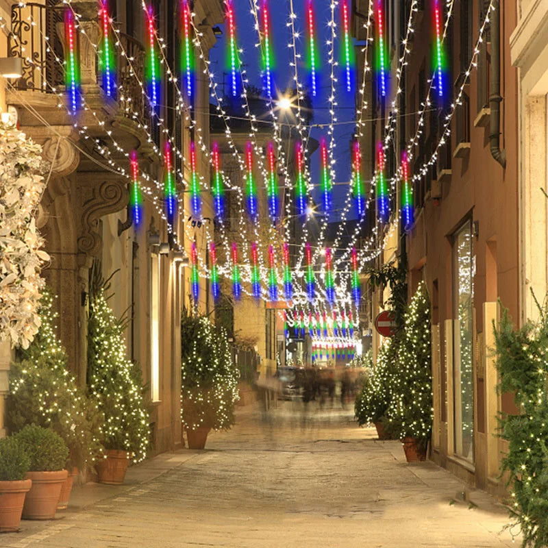 Solar Meteor Shower LED String Lights Holiday Lighting Outdoor Decor Garden Party Christmas Decorations Rain Drop Falling 2024